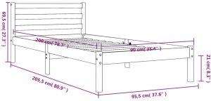 vidaXL Rama łóżka, woskowy brąz, 90x200 cm, lite drewno sosnowe 9