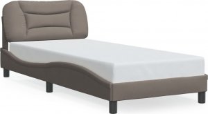 vidaXL vidaXL Rama łóżka z oświetleniem LED, taupe, 90x190 cm, tkanina 1