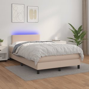 vidaXL vidaXL Łóżko kontynentalne z materacem i LED, cappuccino, 120x190 cm 5