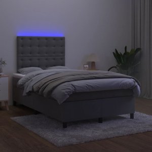 vidaXL vidaXL Łóżko kontynentalne z materacem i LED, ciemnoszare, 120x190 cm 4