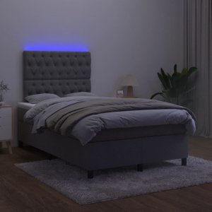 vidaXL vidaXL Łóżko kontynentalne z materacem i LED, ciemnoszare, 120x190 cm 4