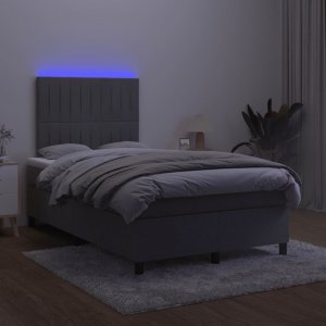 vidaXL vidaXL Łóżko kontynentalne z materacem i LED, ciemnoszare, 120x190 cm 4