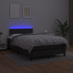 vidaXL vidaXL Łóżko kontynentalne z materacem i LED, czarne, 120x190 cm 3