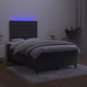 vidaXL vidaXL Łóżko kontynentalne z materacem i LED, czarne, 120x190 cm 4