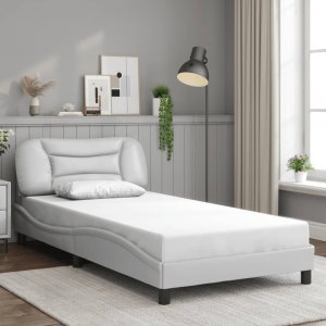 vidaXL vidaXL Rama łóżka z LED, biała, 100x200 cm, sztuczna skóra 5