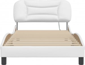 vidaXL vidaXL Rama łóżka z LED, biała, 100x200 cm, sztuczna skóra 6