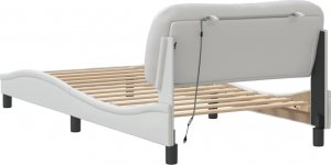 vidaXL vidaXL Rama łóżka z LED, biała, 100x200 cm, sztuczna skóra 9