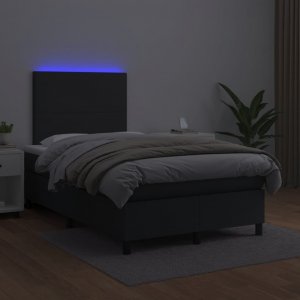 vidaXL vidaXL Łóżko kontynentalne z materacem i LED, czarne, 120x190 cm 4