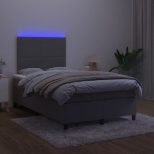 vidaXL vidaXL Łóżko kontynentalne z materacem i LED, ciemnoszare, 120x190 cm 4