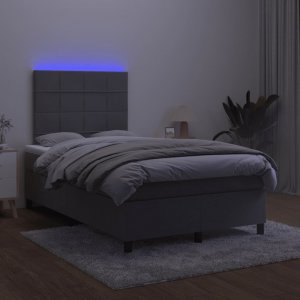 vidaXL vidaXL Łóżko kontynentalne z materacem i LED, ciemnoszare, 120x190 cm 4