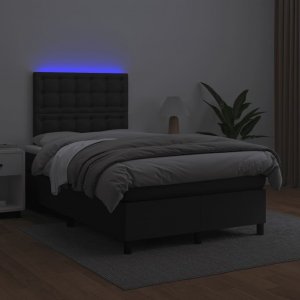 vidaXL Łóżko kontynentalne z materacem i LED, czarne, 120x190 cm 4