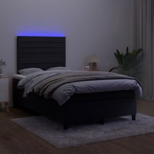 vidaXL vidaXL Łóżko kontynentalne z materacem i LED, czarne, 120x190 cm 4