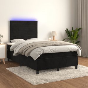 vidaXL vidaXL Łóżko kontynentalne z materacem i LED, czarne, 120x190 cm 5