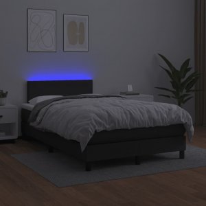 vidaXL vidaXL Łóżko kontynentalne z materacem i LED, czarne, 120x190 cm 4