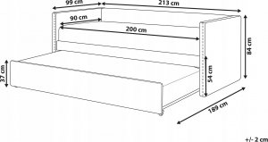 Beliani Łóżko wysuwane boucle 90 x 200 cm brzoskwiniowe TROYES 3