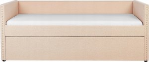 Beliani Łóżko wysuwane boucle 90 x 200 cm brzoskwiniowe TROYES 5