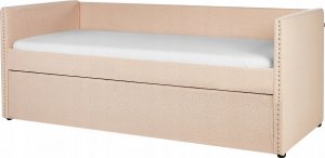 Beliani Łóżko wysuwane boucle 90 x 200 cm brzoskwiniowe TROYES 6
