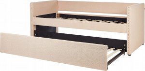 Beliani Łóżko wysuwane boucle 90 x 200 cm brzoskwiniowe TROYES 8