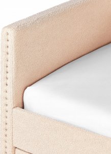 Beliani Łóżko wysuwane boucle 90 x 200 cm brzoskwiniowe TROYES 10