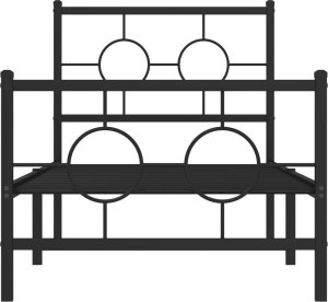 vidaXL Metalowa rama łóżka z wezgłowiem i zanóżkiem, czarna, 75x190 cm 5