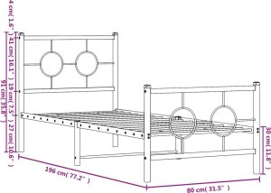 vidaXL Metalowa rama łóżka z wezgłowiem i zanóżkiem, czarna, 75x190 cm 10