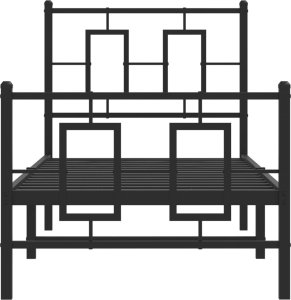 vidaXL Metalowa rama łóżka z wezgłowiem i zanóżkiem, czarna, 75x190 cm 5