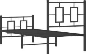 vidaXL Metalowa rama łóżka z wezgłowiem i zanóżkiem, czarna, 75x190 cm 7