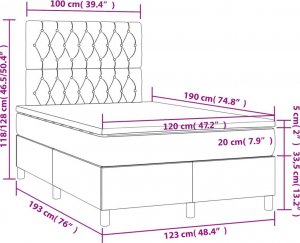 vidaXL vidaXL Łóżko kontynentalne z materacem, kremowe, 120x190 cm, tkanina 9