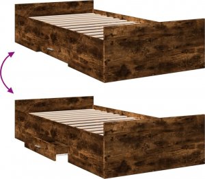 vidaXL vidaXL Rama łóżka z szufladami, przydymiony dąb, 75x190 cm 7