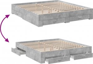 vidaXL Rama łóżka z szufladami, szarość betonu, 200x200 cm 7