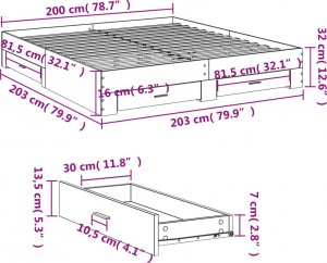 vidaXL Rama łóżka z szufladami, szarość betonu, 200x200 cm 10