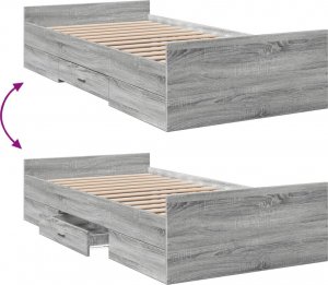 vidaXL vidaXL Rama łóżka z szufladami, szary dąb sonoma, 75x190 cm 7