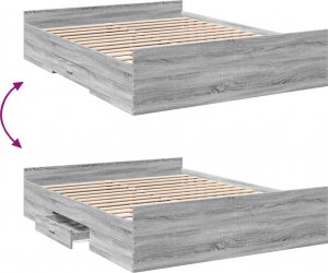 vidaXL vidaXL Rama łóżka z szufladami, szary dąb sonoma, 150x200 cm 7