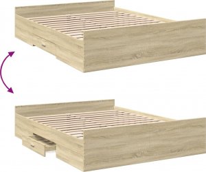 vidaXL vidaXL Rama łóżka z szufladami, dąb sonoma, 150x200 cm 7