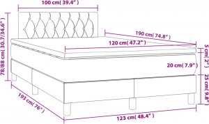 vidaXL Łóżko kontynentalne z materacem, czarne, 120x190 cm, tkanina 9