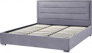 Beliani Łóżko z pojemnikiem welurowe 180 x 200 cm ciemnoszare ROUEN 8