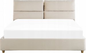 Beliani Łóżko z pojemnikiem welurowe 160 x 200 cm beżowe BATILLY 5