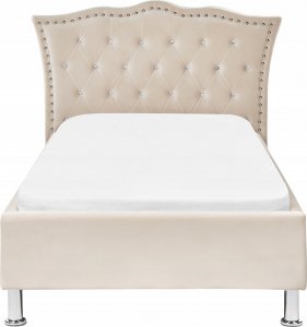 Beliani Łóżko welurowe 90 x 200 cm beżowe METZ 6