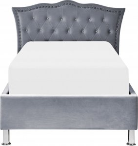 Beliani Łóżko welurowe z pojemnikiem 90 x 200 cm szare METZ 3