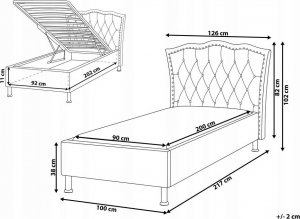 Beliani Łóżko welurowe z pojemnikiem 90 x 200 cm szare METZ 7