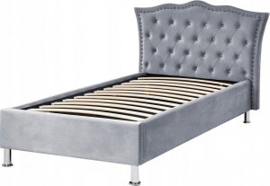 Beliani Łóżko welurowe z pojemnikiem 90 x 200 cm szare METZ 8
