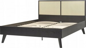 Beliani Łóżko rattanowe 140 x 200 cm czarne MONPAZIER 2