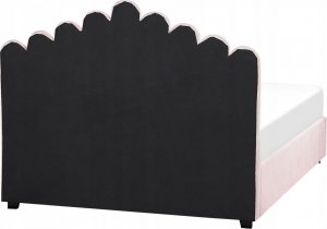 Beliani Łóżko z pojemnikiem welurowe 160 x 200 cm różowe VINCENNES 4