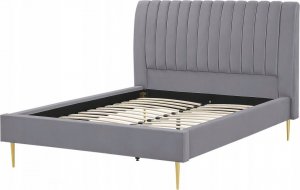 Beliani Łóżko welurowe 140 x 200 cm szare MARVILLE 2