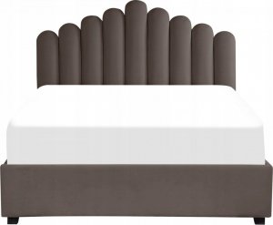 Beliani Łóżko z pojemnikiem welurowe 160 x 200 cm beżowoszare VINCENNES 3