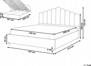 Beliani Łóżko z pojemnikiem welurowe 160 x 200 cm beżowoszare VINCENNES 9