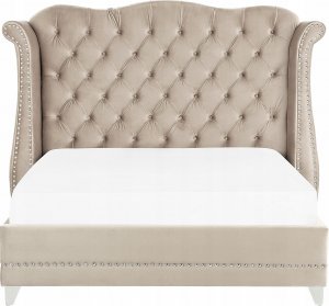 Beliani Łóżko welurowe 180 x 200 cm beżowe AYETTE 4