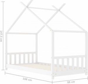 vidaXL Rama łóżka dziecięcego, biała, lite drewno sosnowe, 80 x 160 cm 9