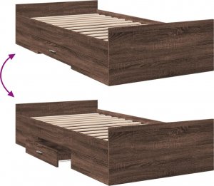 vidaXL vidaXL Rama łóżka z szufladami, brązowy dąb, 75x190 cm 7