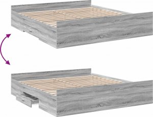 vidaXL vidaXL Rama łóżka z szufladami, szary dąb sonoma, 180x200 cm 7